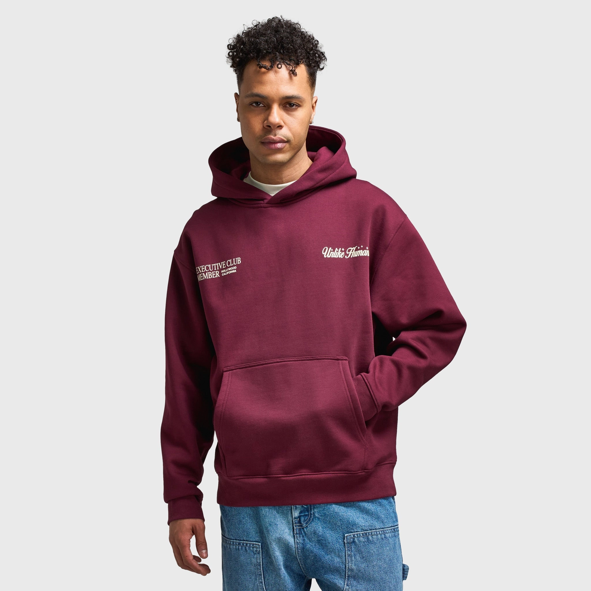 All Purpose Outerwear Checkered Style Unlike Humans Fremont Pullover Hoodie / Windsor Wine