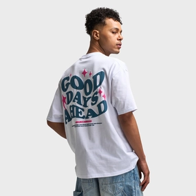 Unlike Humans Good Days Graphic T-shirt / Optic White Layered Neckline Design NonToxic Certification