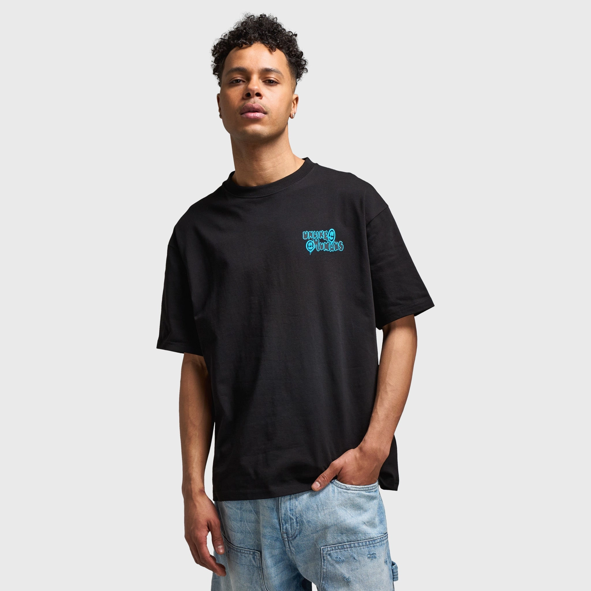 Unlike Humans Hindsight Graphic T-Shirt / Navy Collectible Lightweight Weave