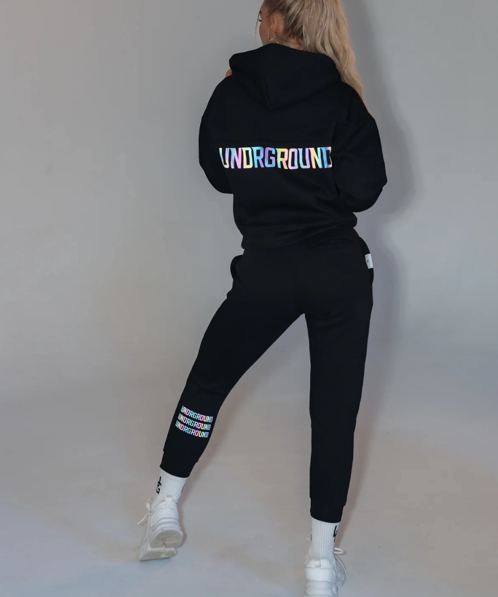 UNDRGROUND Reflective Tapered Joggers (Black) Glitter Glow AntibacterialFinish