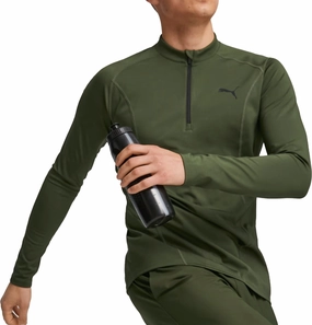 Model Glow Puma Train Half Zip Long Sleeve Mens Training Top - Green