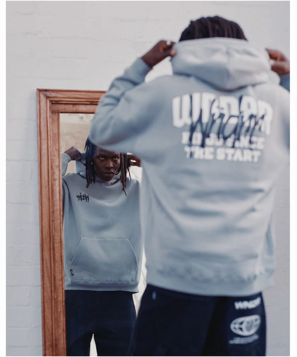 WNDRR Top Tier Hood Sweat (Cement Grey) RollUp Sleeves EcoFriendlyTextiles