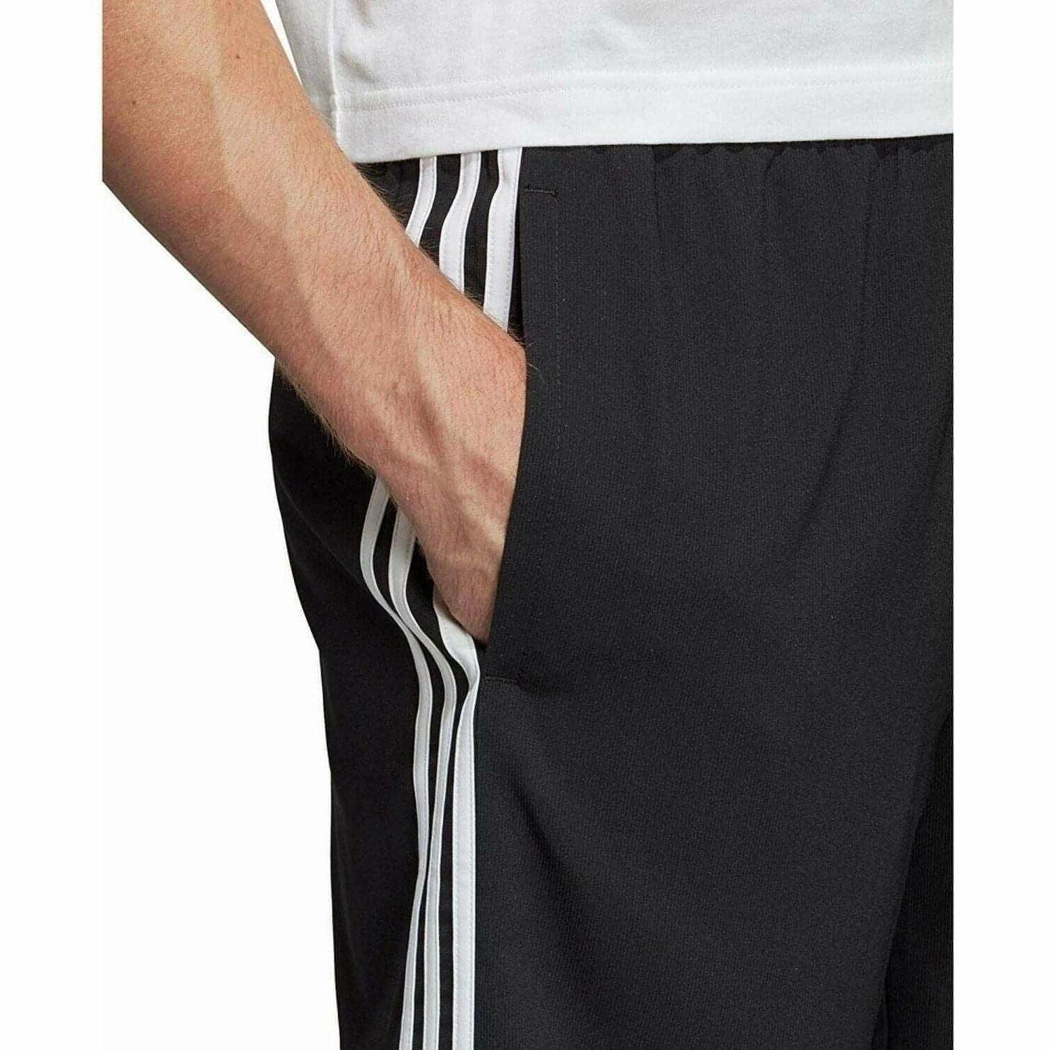adidas Essentials 3 Stripes Chelsea Mens Training Shorts - Black Adjustable Hem QuickDry Technology