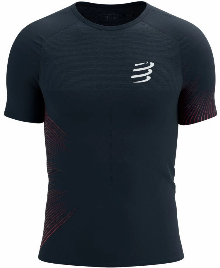 Compressport Performance Short Sleeve Mens Running Top - Black Cozy Wrap Strong Edge