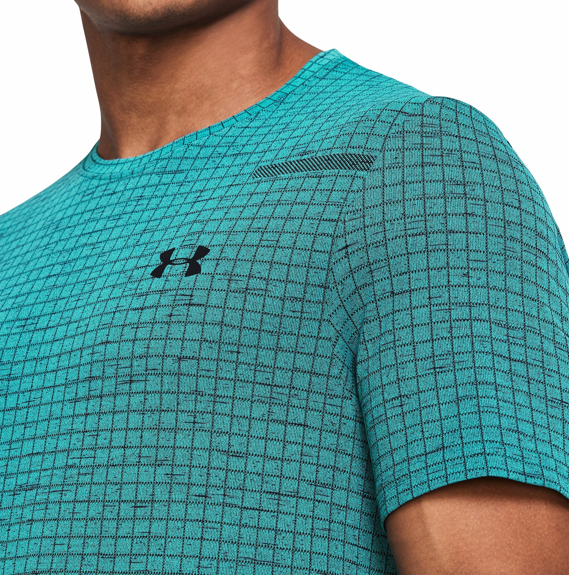Under Armour Seamless Grid Short Sleeve Mens Training Top - Green Fall Core Love Energy