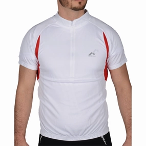 Odor Resistant Treatment More Mile Short Sleeve Half Zip Mens Cycling Jersey - White