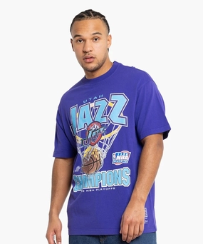 Mitchell & Ness Utah Jazz Nothing But Net Tee (Faded Purple) Luxury Touch SoftTouchFinish