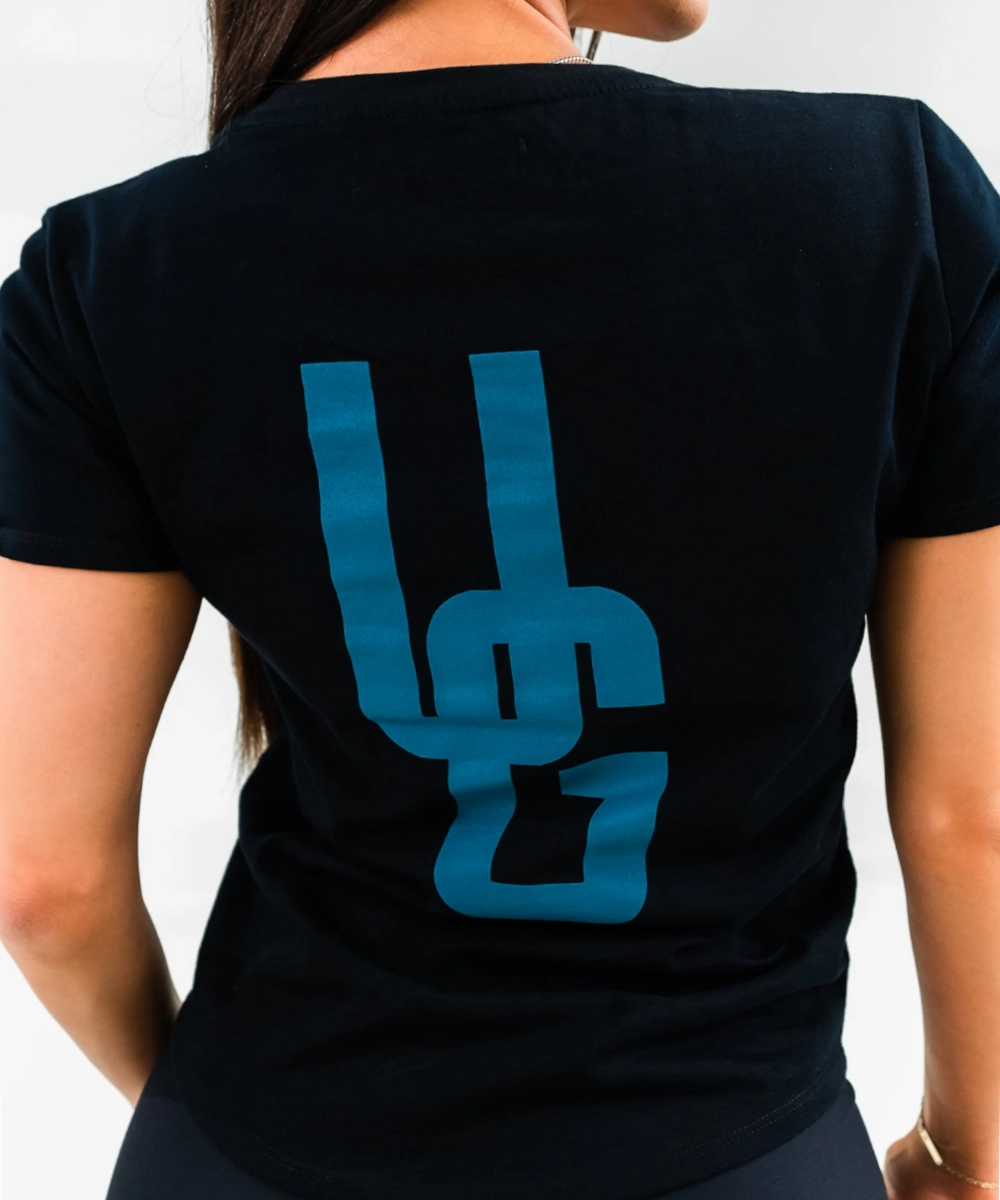 StretchWaistband DoubleLayerReinforcement UNDRGROUND Fitted Curved Tee (Black/Teal)