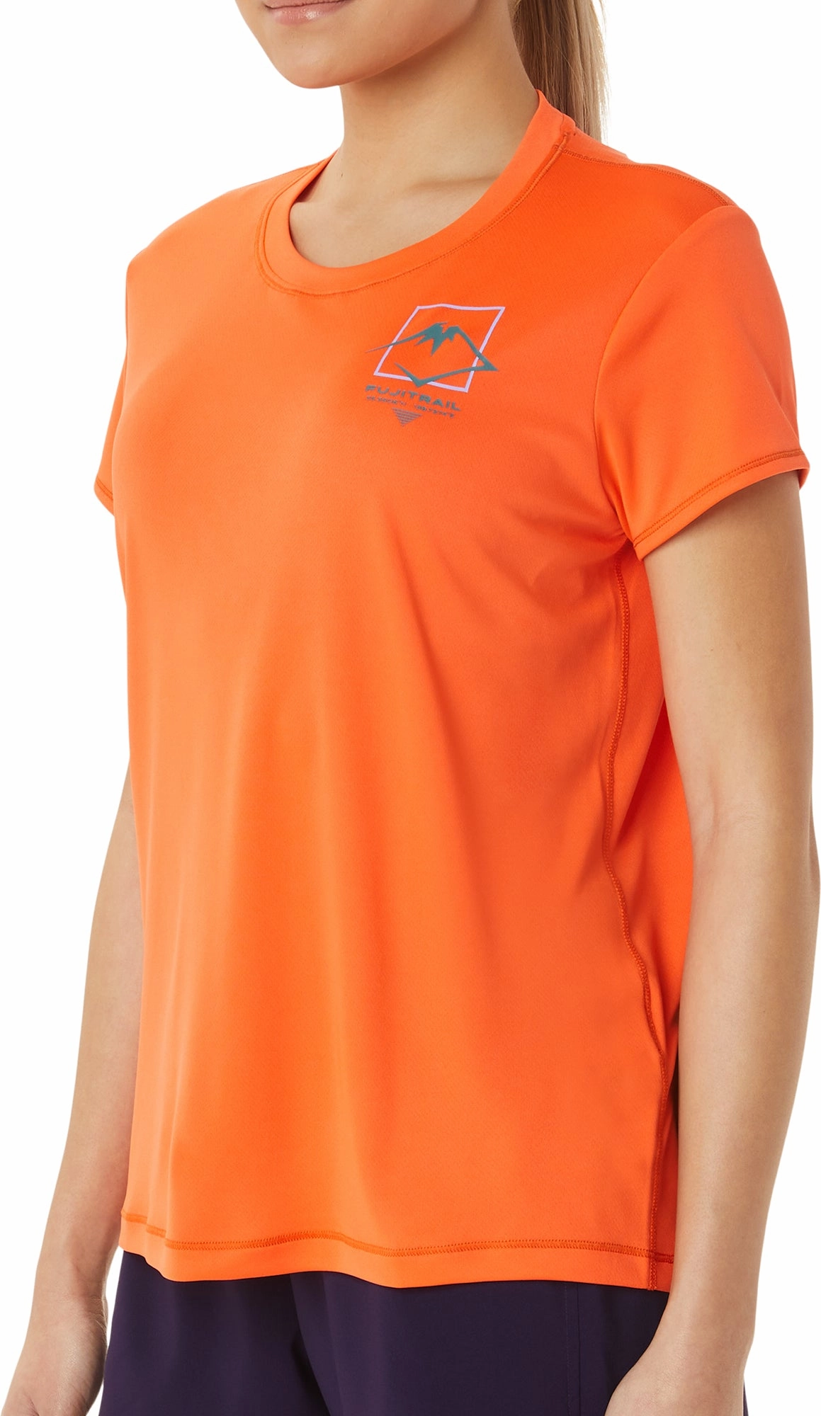 Asics FujiTrail Logo Womens Short Sleeve Running Top - Orange Relaxed Vibes