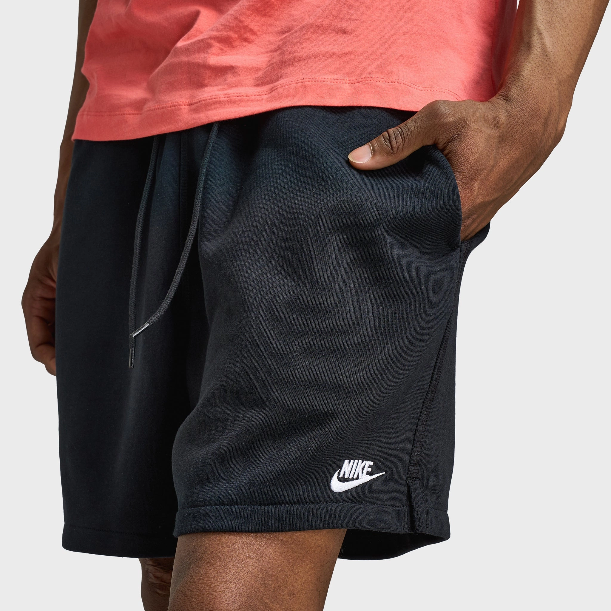 NonSlipGrip Nike Club French Terry Flow Shorts Black / White