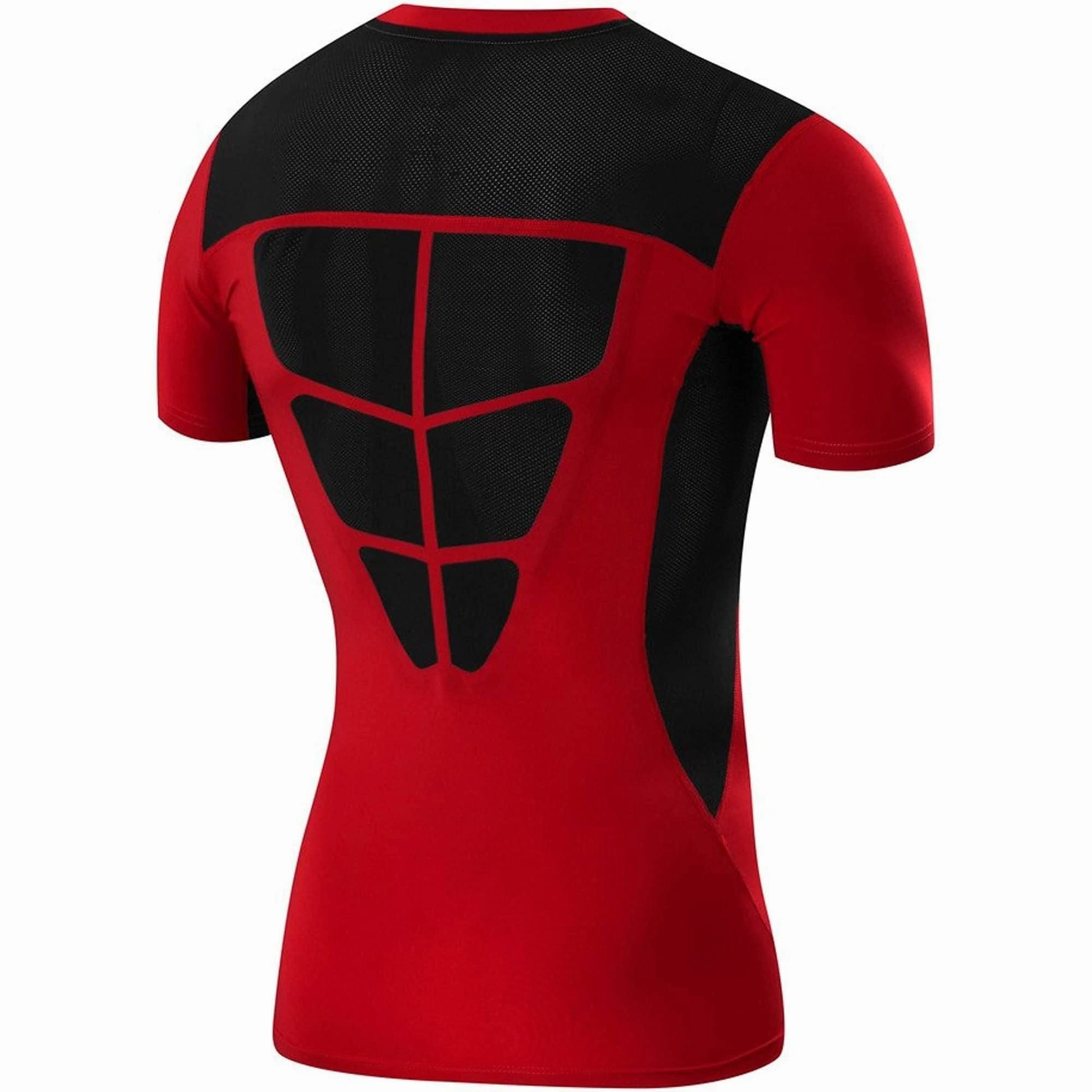 Elasticized Hem Windproof Barrier Layer TCA FX Laser Mens Short Sleeve Compression Top - Red