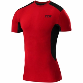 Multipocket Functionality TCA FX Laser Mens Short Sleeve Compression Top - Red
