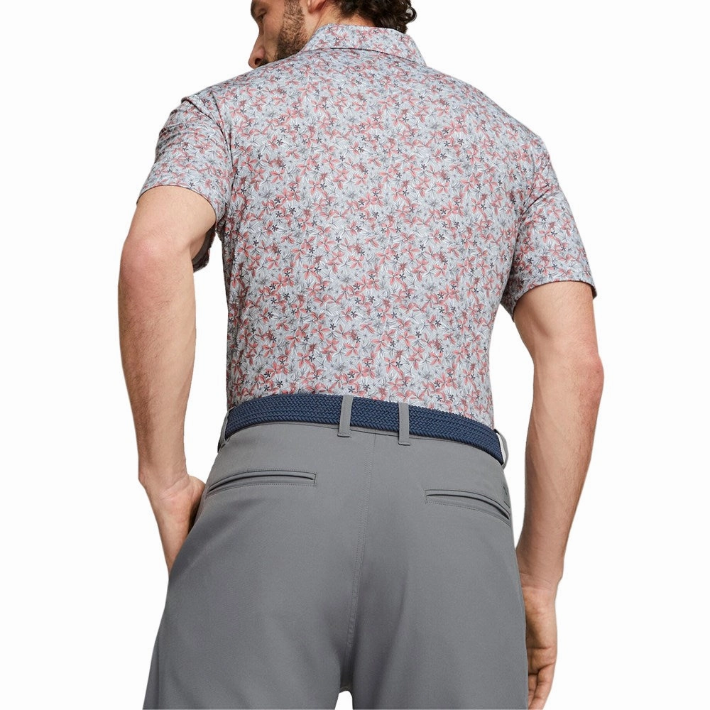 Collared Shirt Puma Mattr Florals Golf Polo Shirt - High Rise/Flamingo Pink