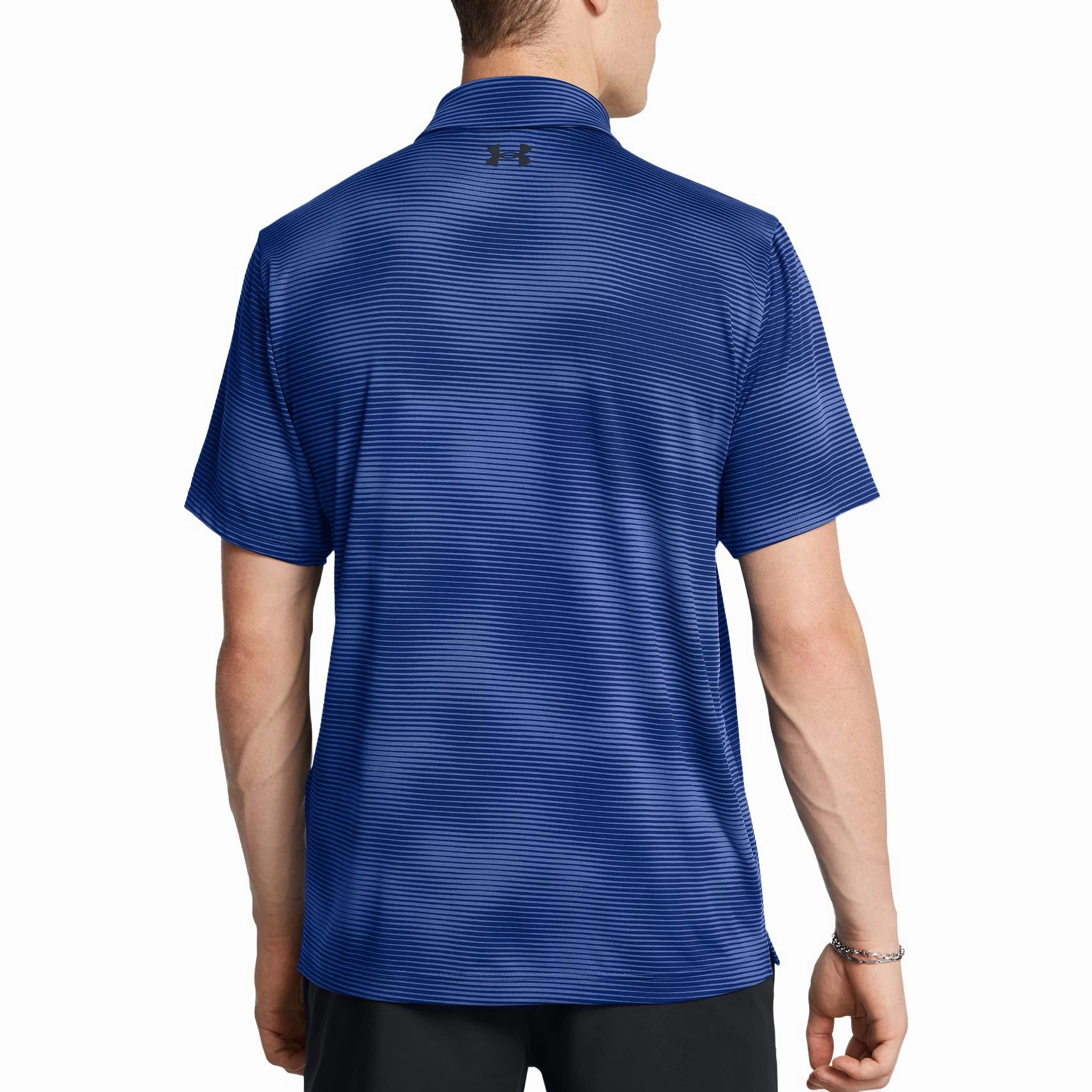 Under Armour Playoff 3.0 Printed Golf Polo Shirt - Tech Blue/Black UV-Resistant FourWay Stretch Fabric