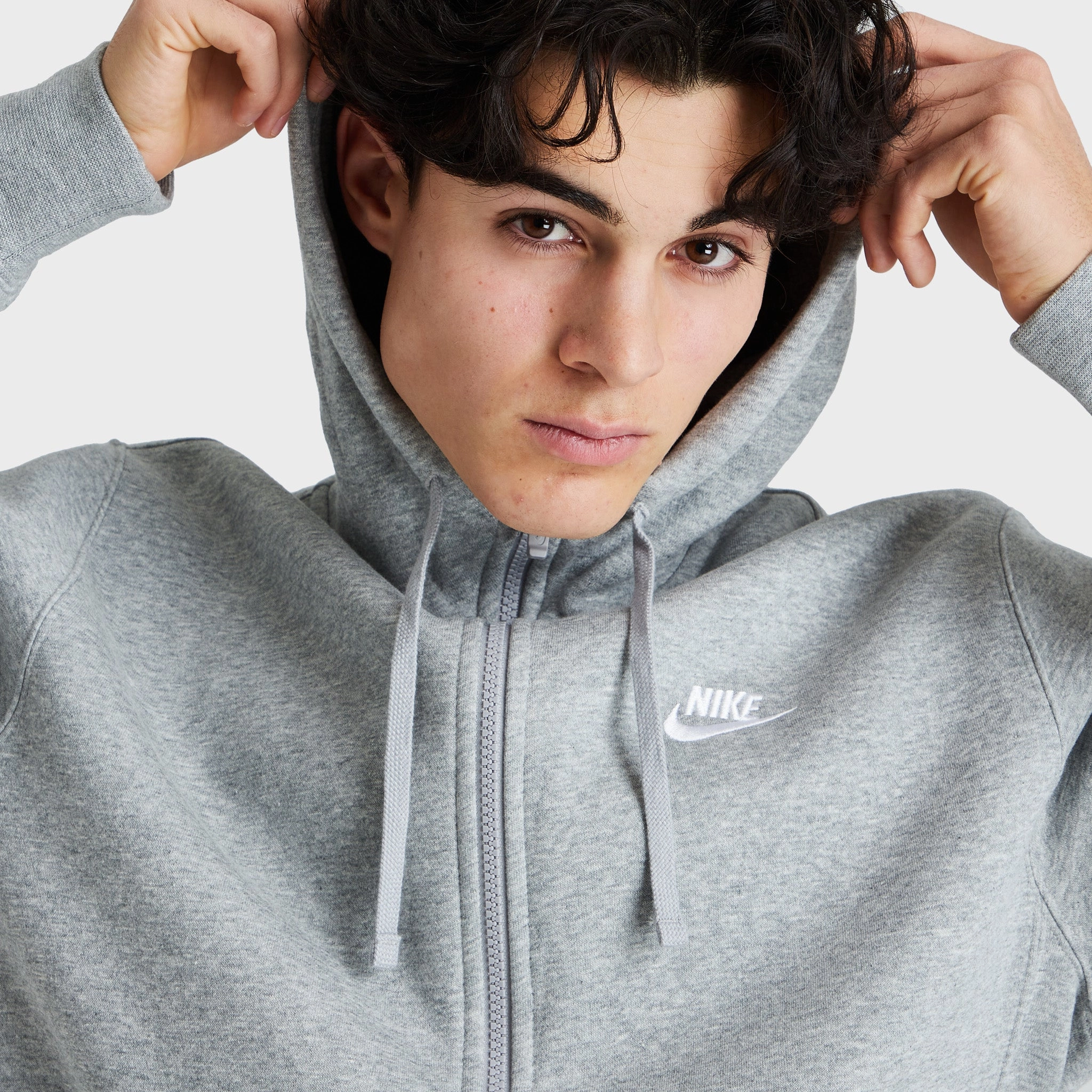 Nike Sportswear Club Fleece Full-Zip Hoodie Dark Grey Heather / Matte Silver - White healthy
