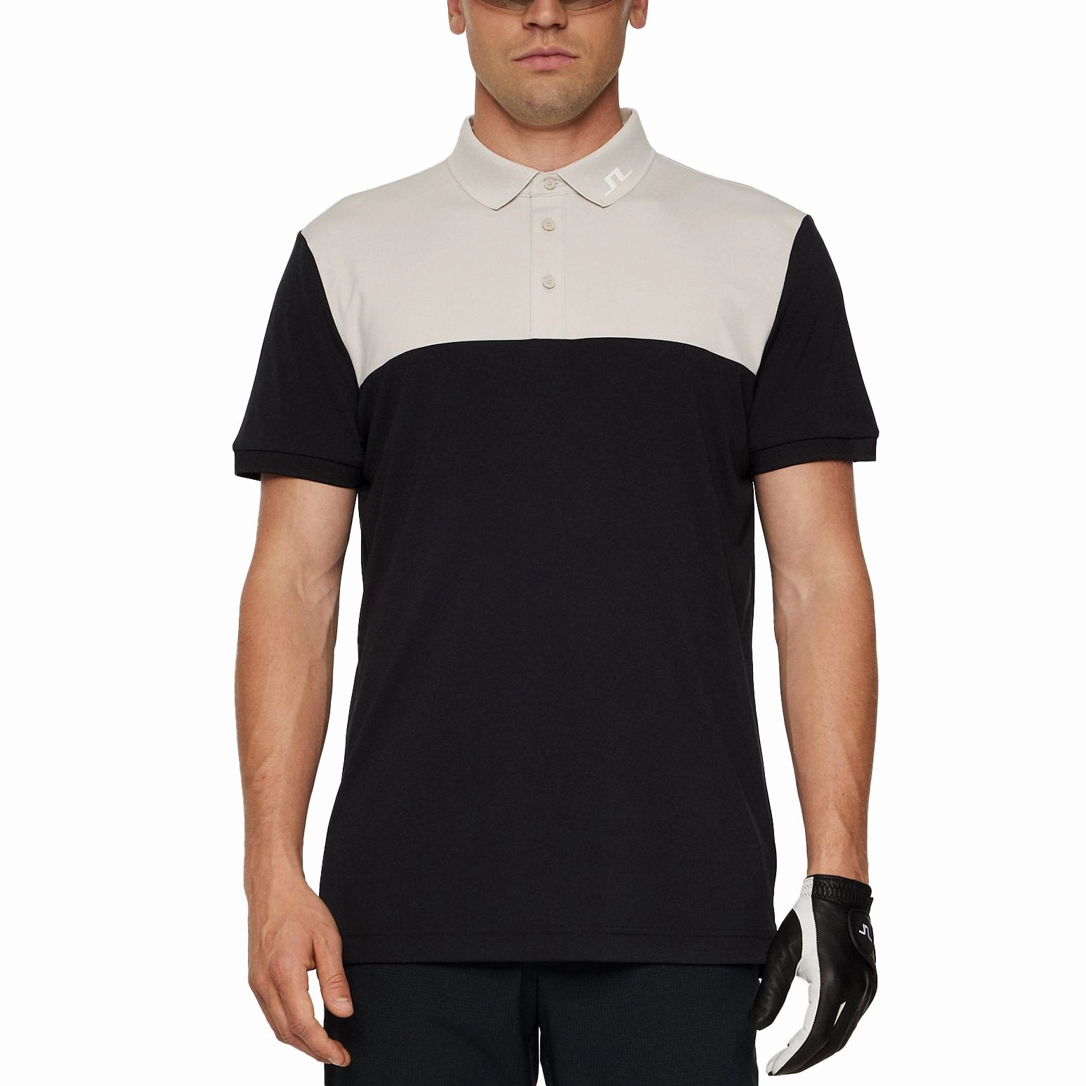 Snap Button Closure J.Lindeberg Jeff Golf Polo Shirt - Black