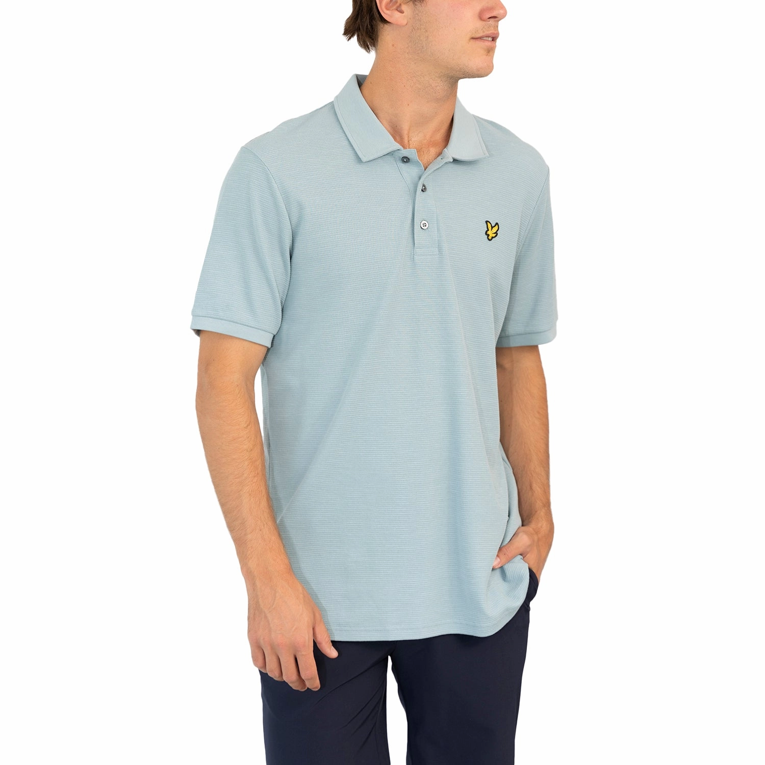 Lyle & Scott Milano Cotton Polo Shirt - Slate Blue Business Event Soft Touch