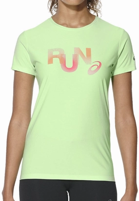 Asics Graphic Short Sleeve Womens Running Top - Green Holiday Wear teenagers'