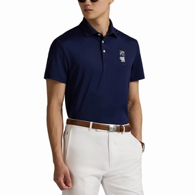RLX Ralph Lauren Tailored Fit Polo Bear Pique Golf Polo Shirt - Refined Navy Moisture control Weekend Style