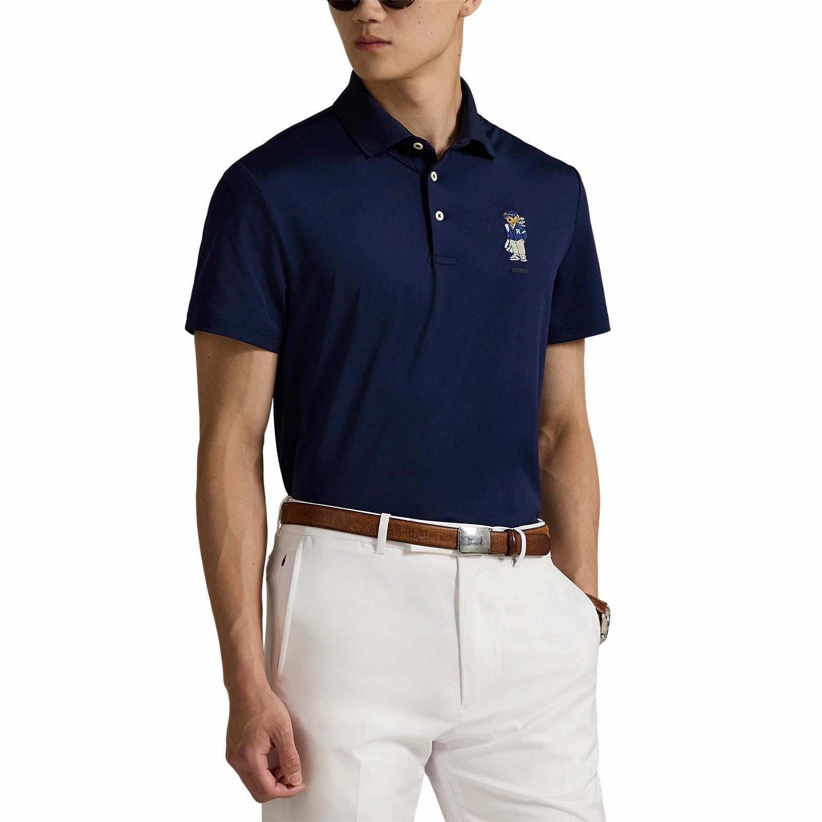 RLX Ralph Lauren Tailored Fit Polo Bear Pique Golf Polo Shirt - Refined Navy Moisture control Weekend Style