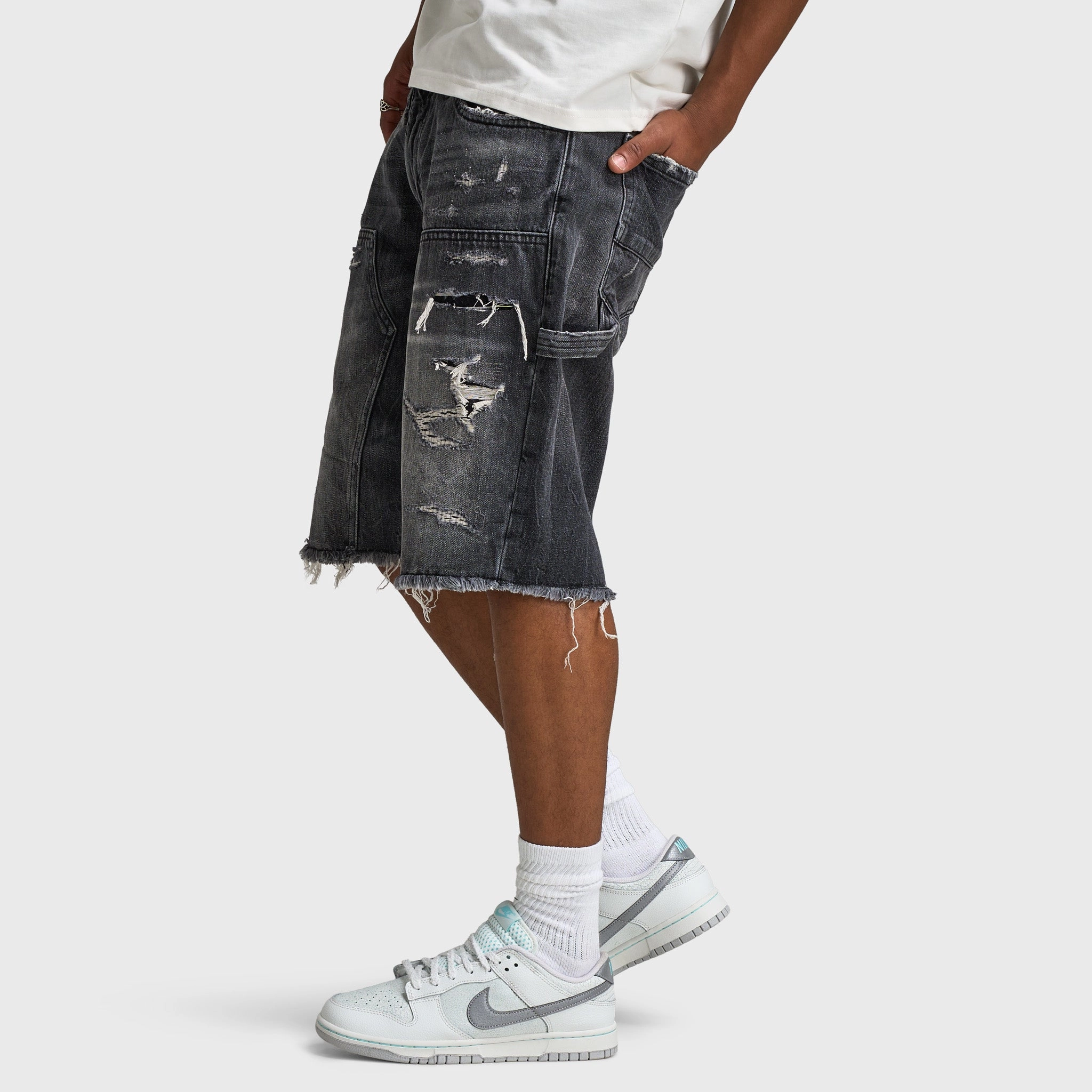 Jordan Craig Brian Reconstructed Denim Short / Industrial Black Sandblasted Finish Circular Knit Construction