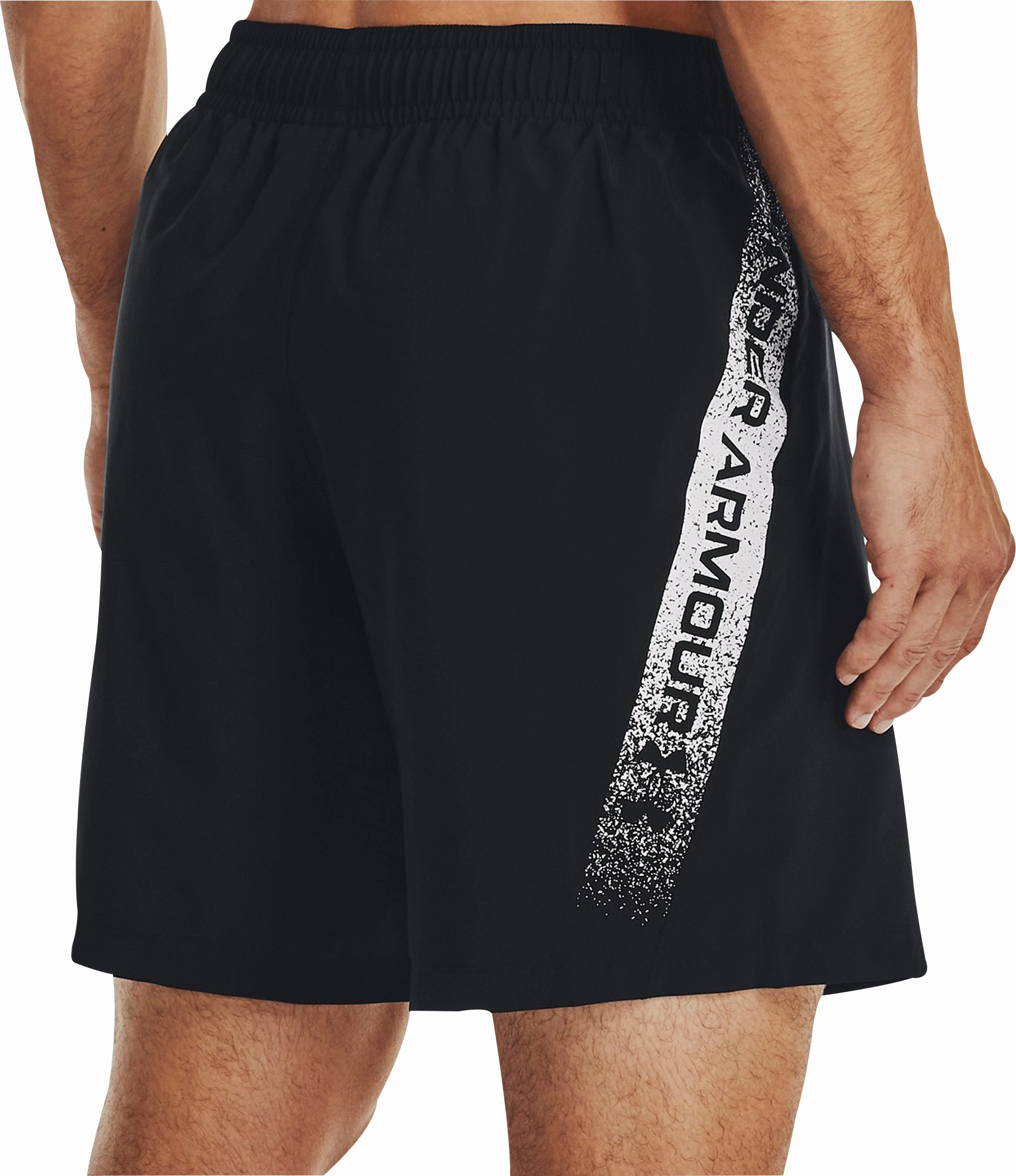 Low-waisted Daytime Style Under Armour Woven Graphic Mens Running Shorts - Black