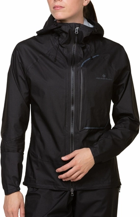 Anti Snag Zipper Pulls Ronhill Tech Fortify Waterproof Womens Running Jacket - Black