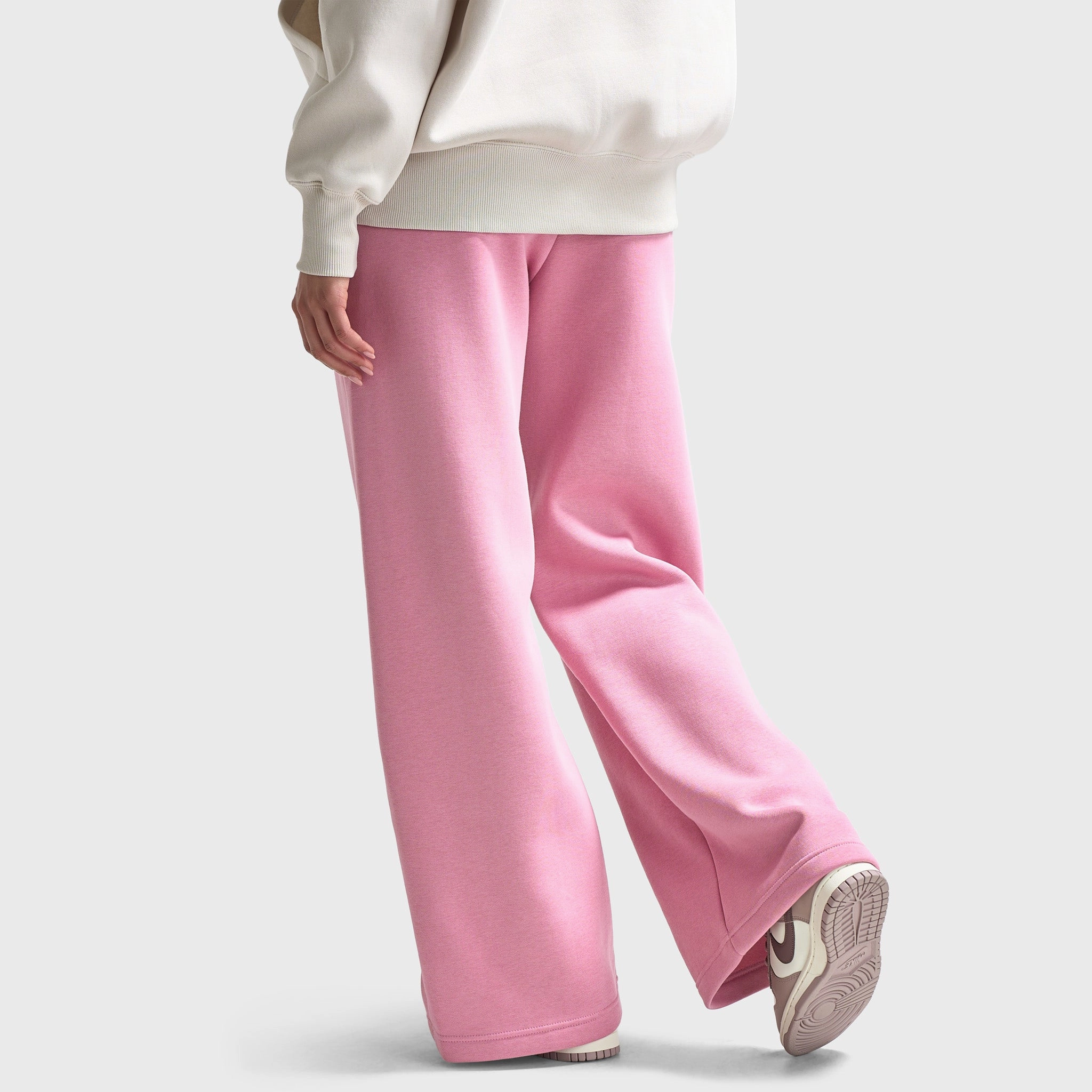 Star Mood Mom Soft Nike Sportswear Women's Phoenix Fleece High Waisted Wide Leg Tracksuit Bottoms Elemental Pink / Sail