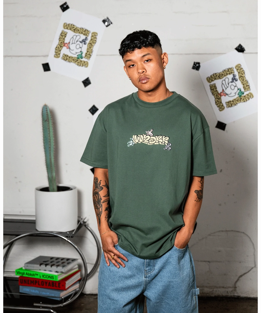 WNDRR Mood Box Fit Tee (Dark Green) UVProtection Coating Reinforced Knees
