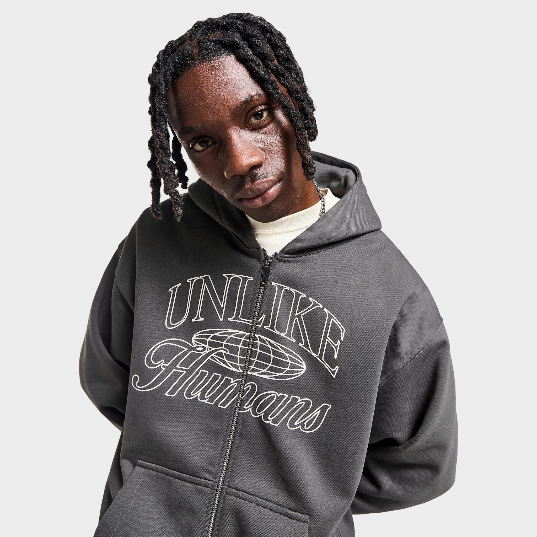 Unlike Humans Inter Full Zip Hoodie / Volcanic Ash Softshell Technology Easy Care Material