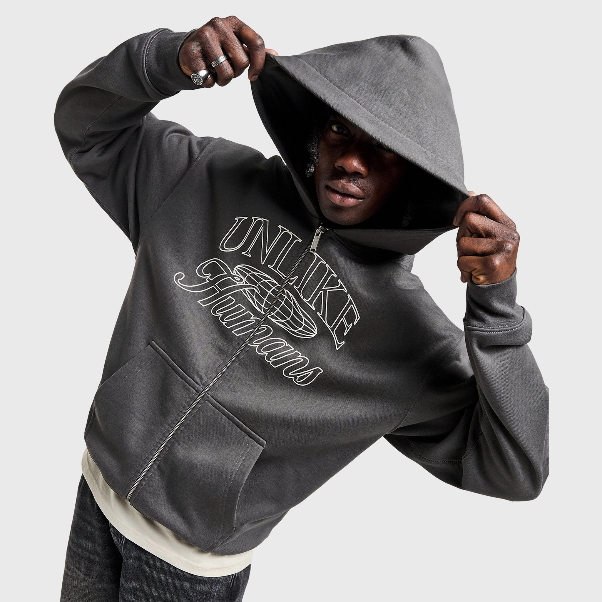 Breathable Technology Unlike Humans Inter Full Zip Hoodie / Volcanic Ash