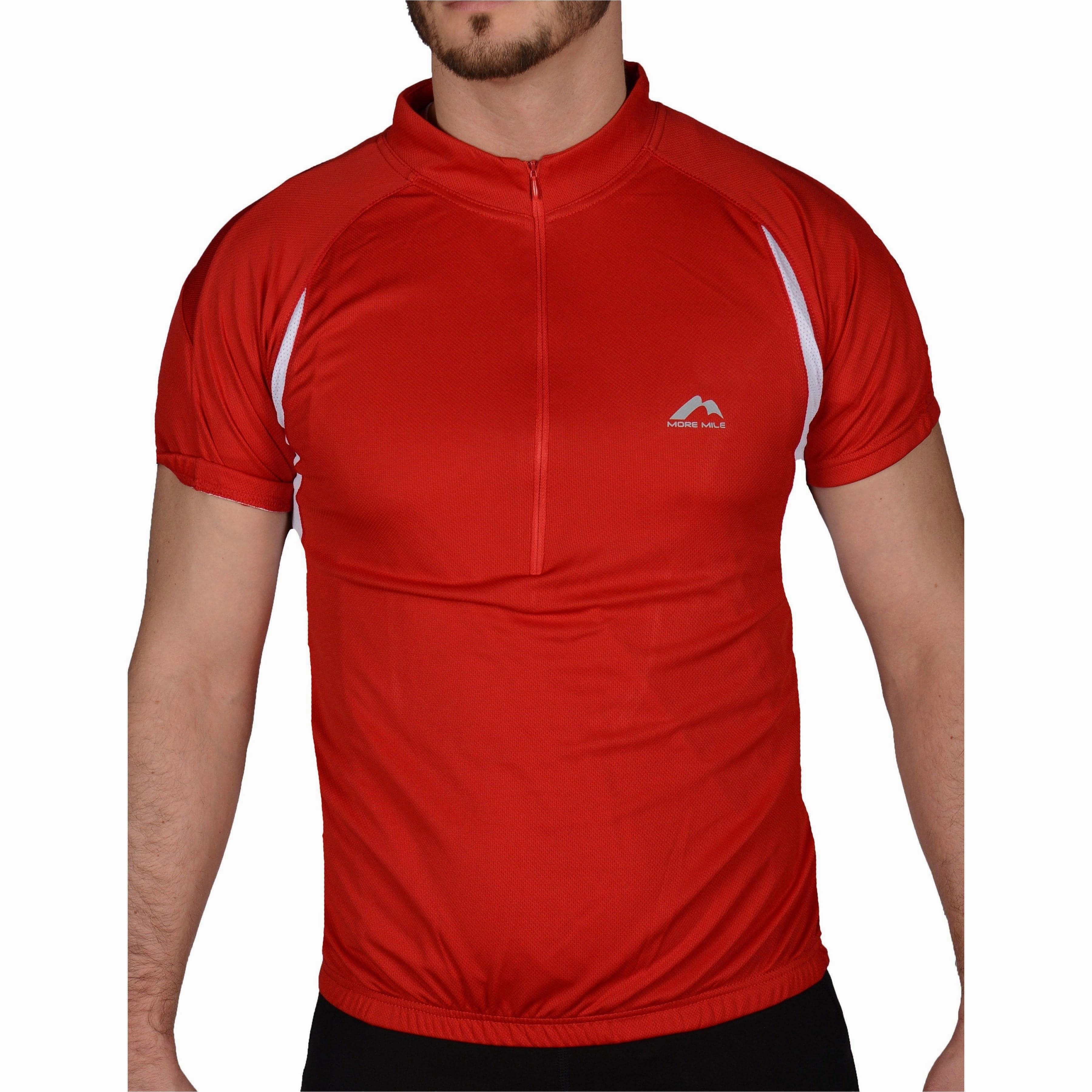 common Thermal regulation More Mile Short Sleeve Half Zip Mens Cycling Jersey - Red