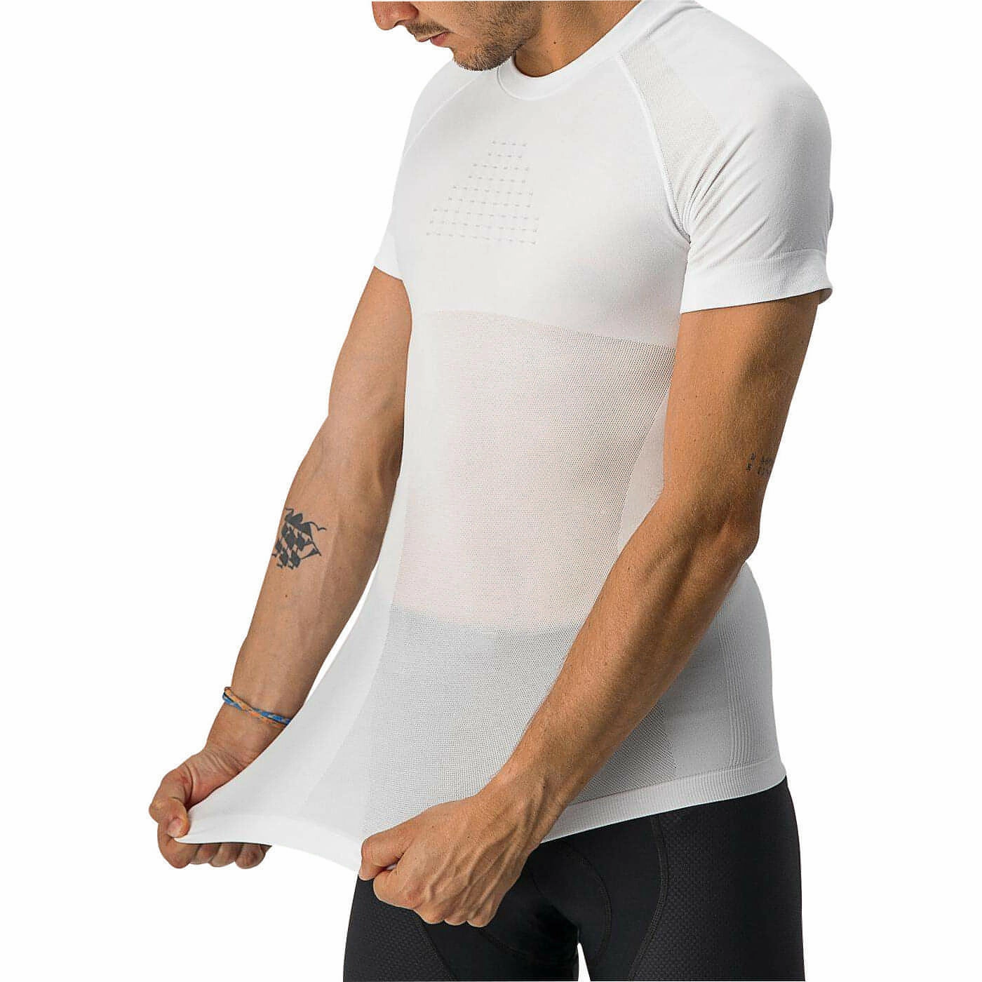Castelli Core Seamless Short Sleeve Mens Cycling Base Layer - White Foldable Construction