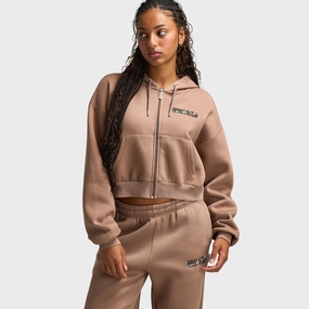 Hoodrich Women's Zip Through Boxy Hoodie Portabella / Black - Whitecap Gray City Style