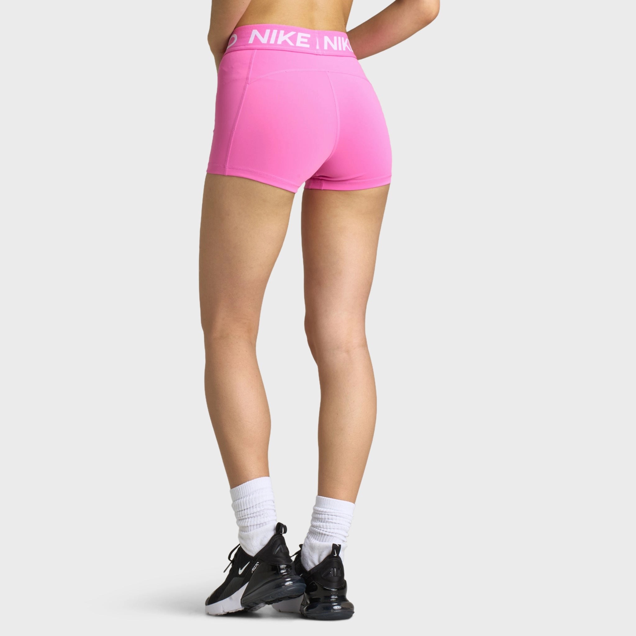 Cotton Blend Flatlock Seams Nike Pro Women's 365 Shorts 3" Playful Pink / White