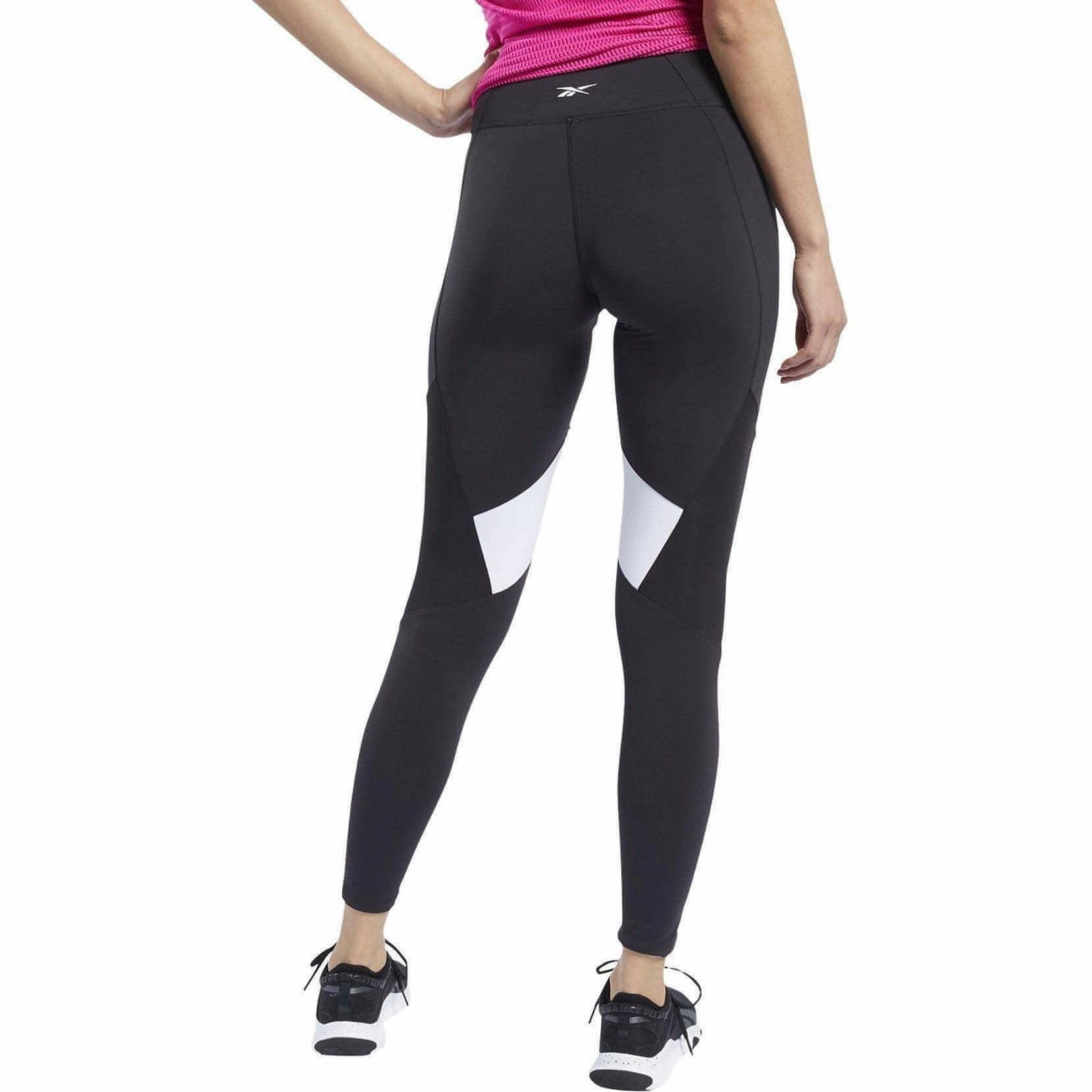 Reebok Lux 2.0 Mid Rise Womens Long Training Tights - Black Hero Mode