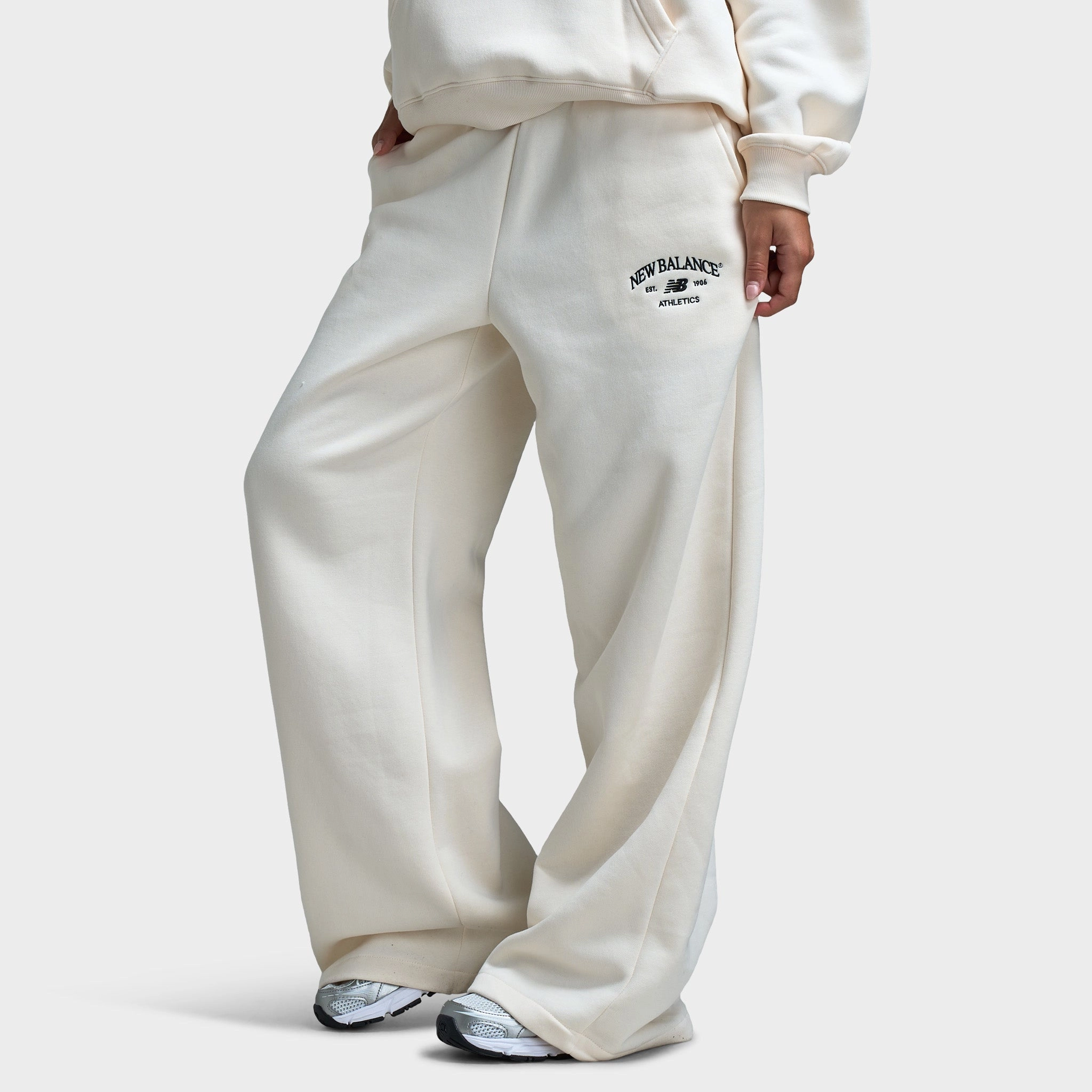 british retro New Balance women's Athletic Wide Leg Joggers / Permafrost