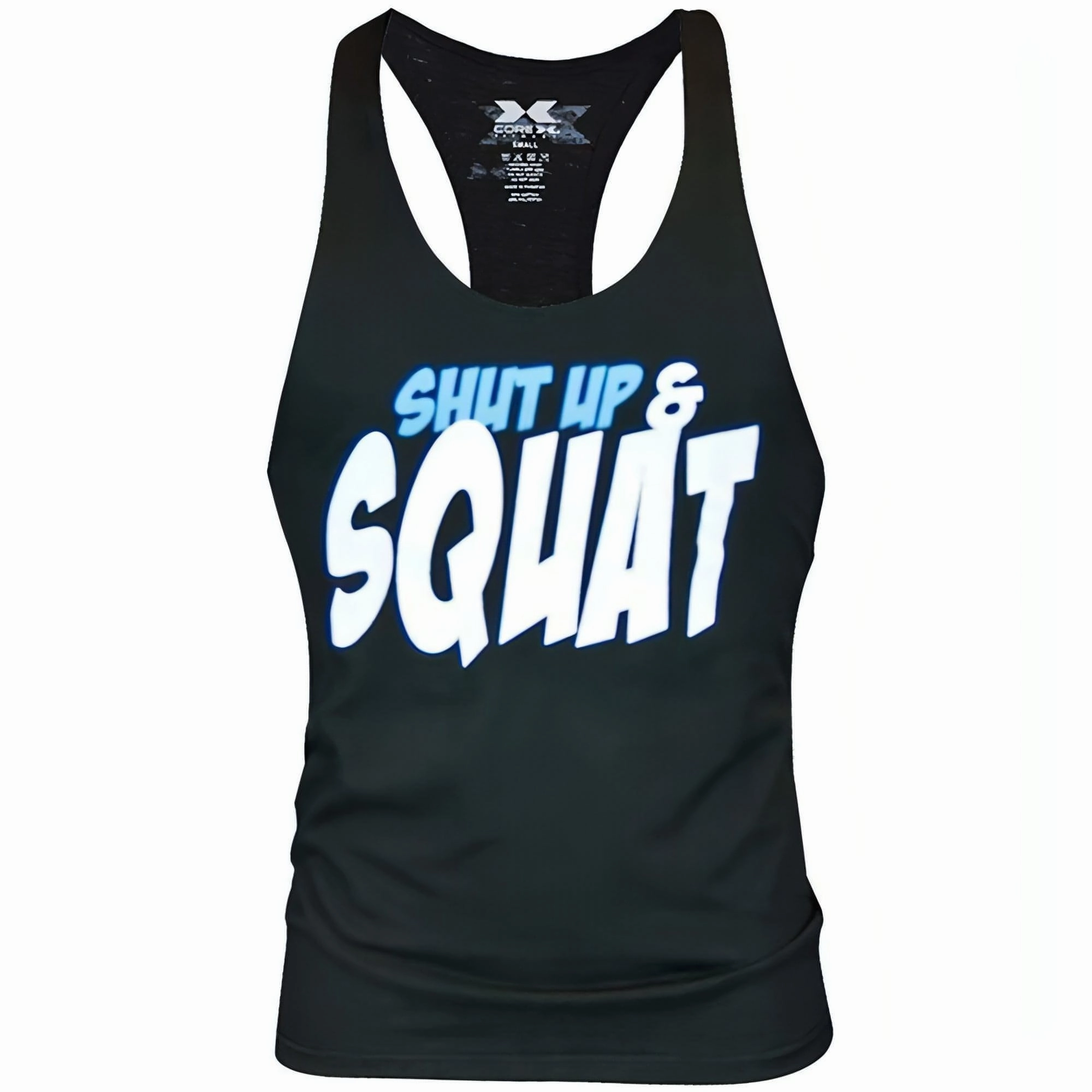 CoreX Fitness Shut Up And Squat Stringer Mens Training Vest - Black SmoothZipper ZeroRestrictionMobility