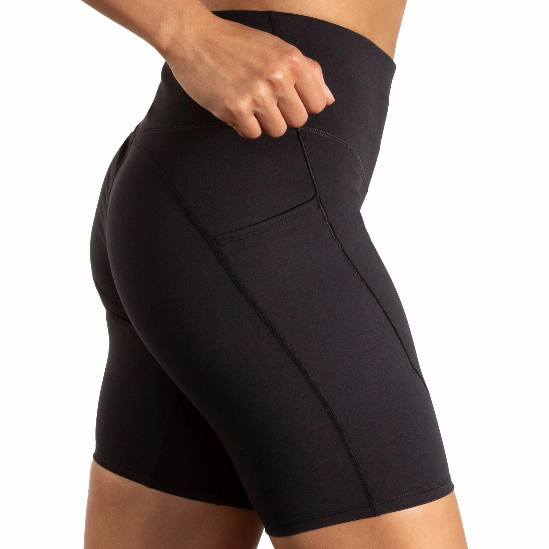 Hand washable HypoallergenicLining Brooks Spark 8 Inch Womens Short Running Tights - Black
