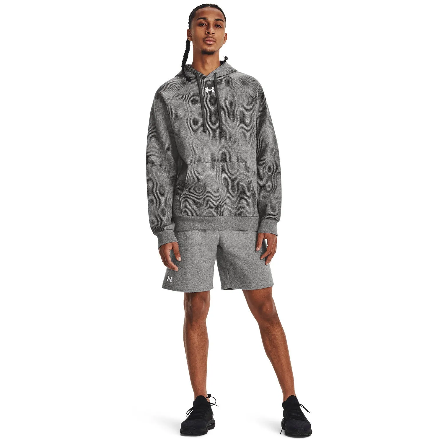 Non-Stretchable UA Rival Fleece Shorts | BLACK/WHITE