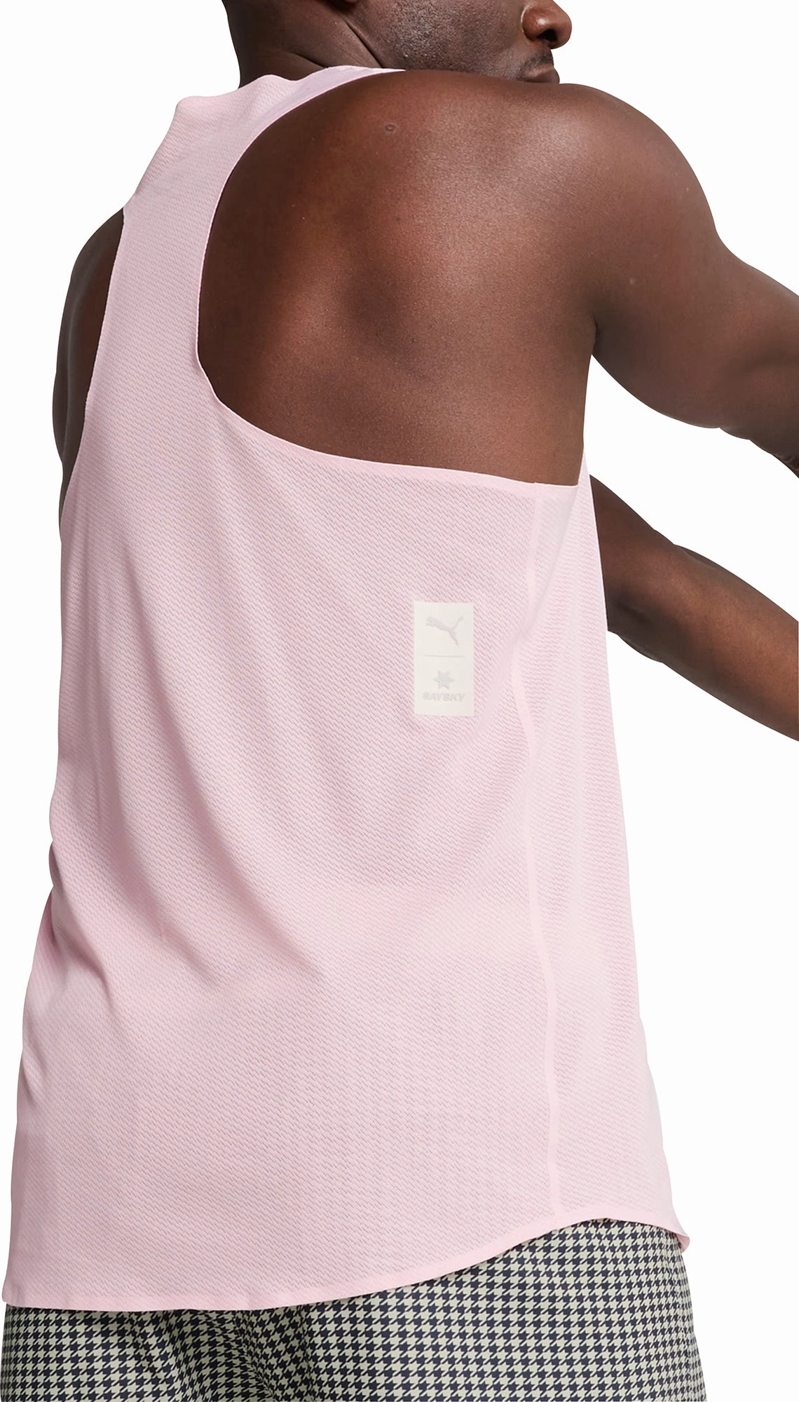 Puma X SAYSKY Mens Running Vest - Pink Contoured Back Panel
