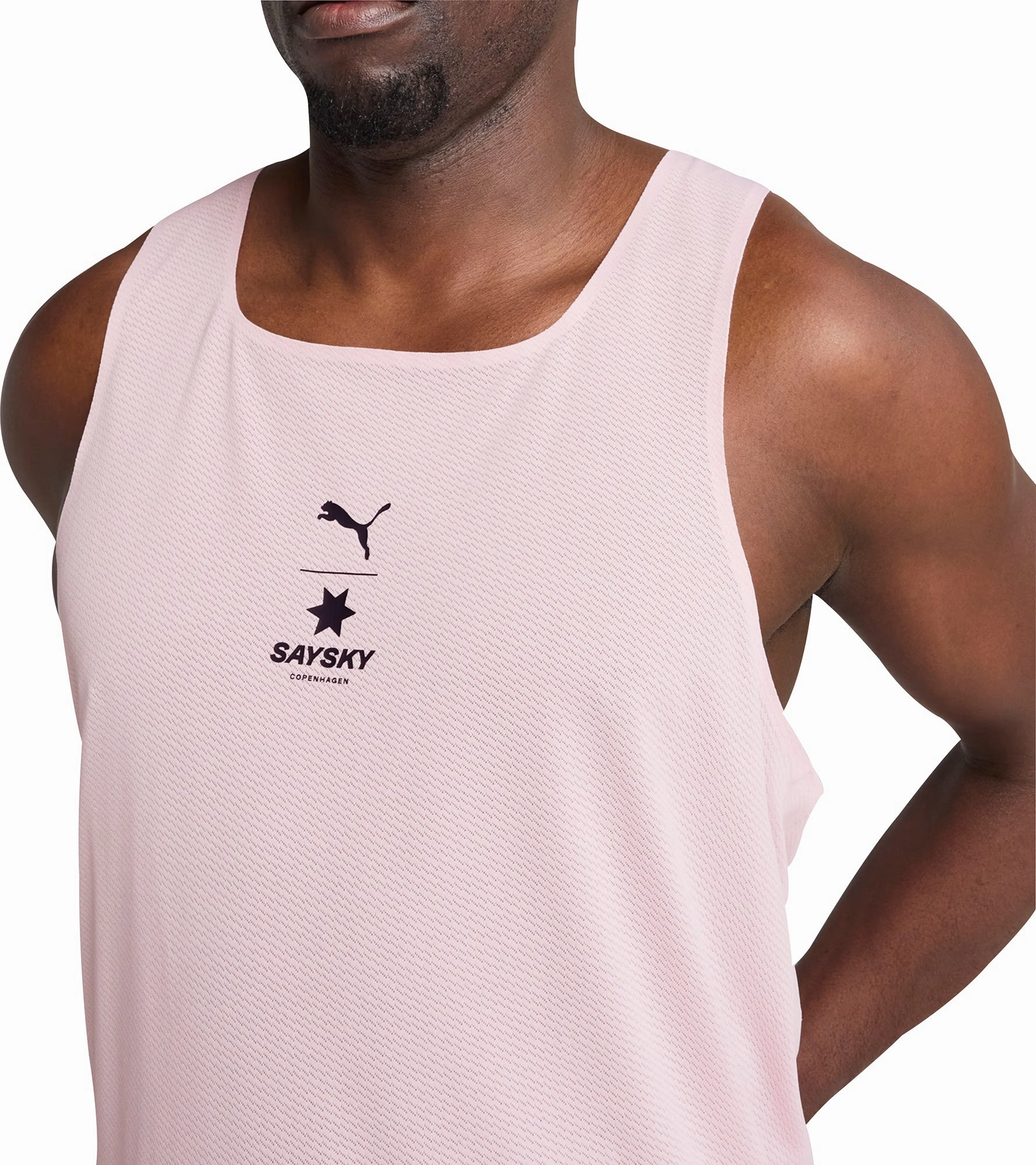 Anti Slip Inner Lining Clear Puma X SAYSKY Mens Running Vest - Pink