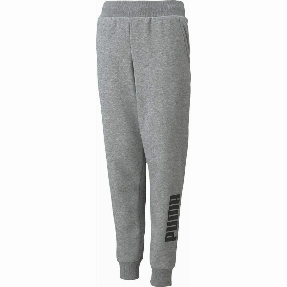 Tangle Free Cuffs Easy Wear Puma Power Logo Junior Joggers - Grey