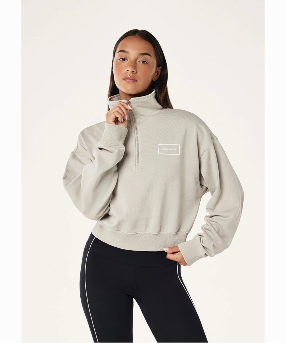 P.E Nation Tranquillity Zip Sweat (Washed Moonstruck) TactileStitching Dad Core