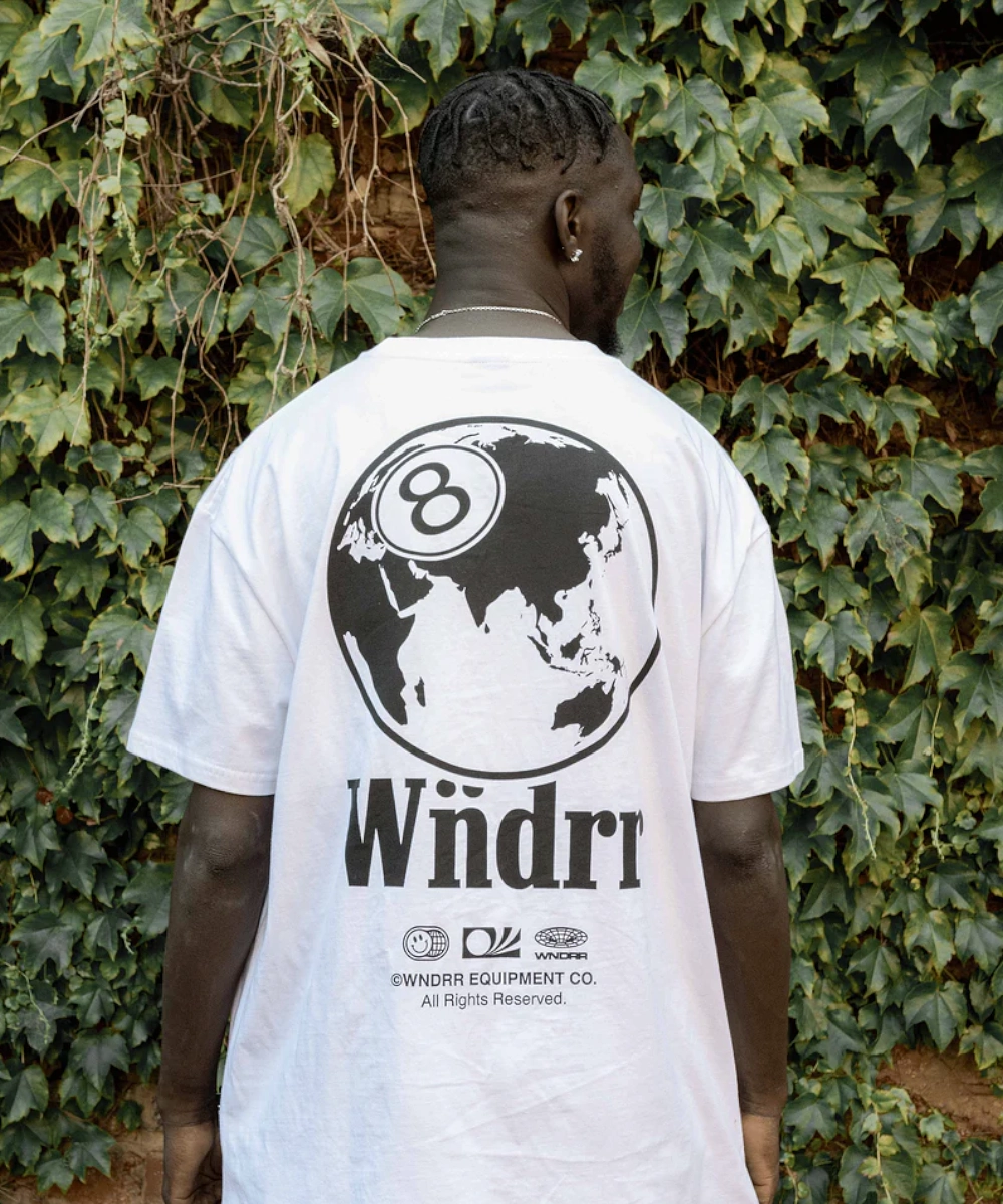 WNDRR 8 Ball Box Fit Tee (White) Queen Glow