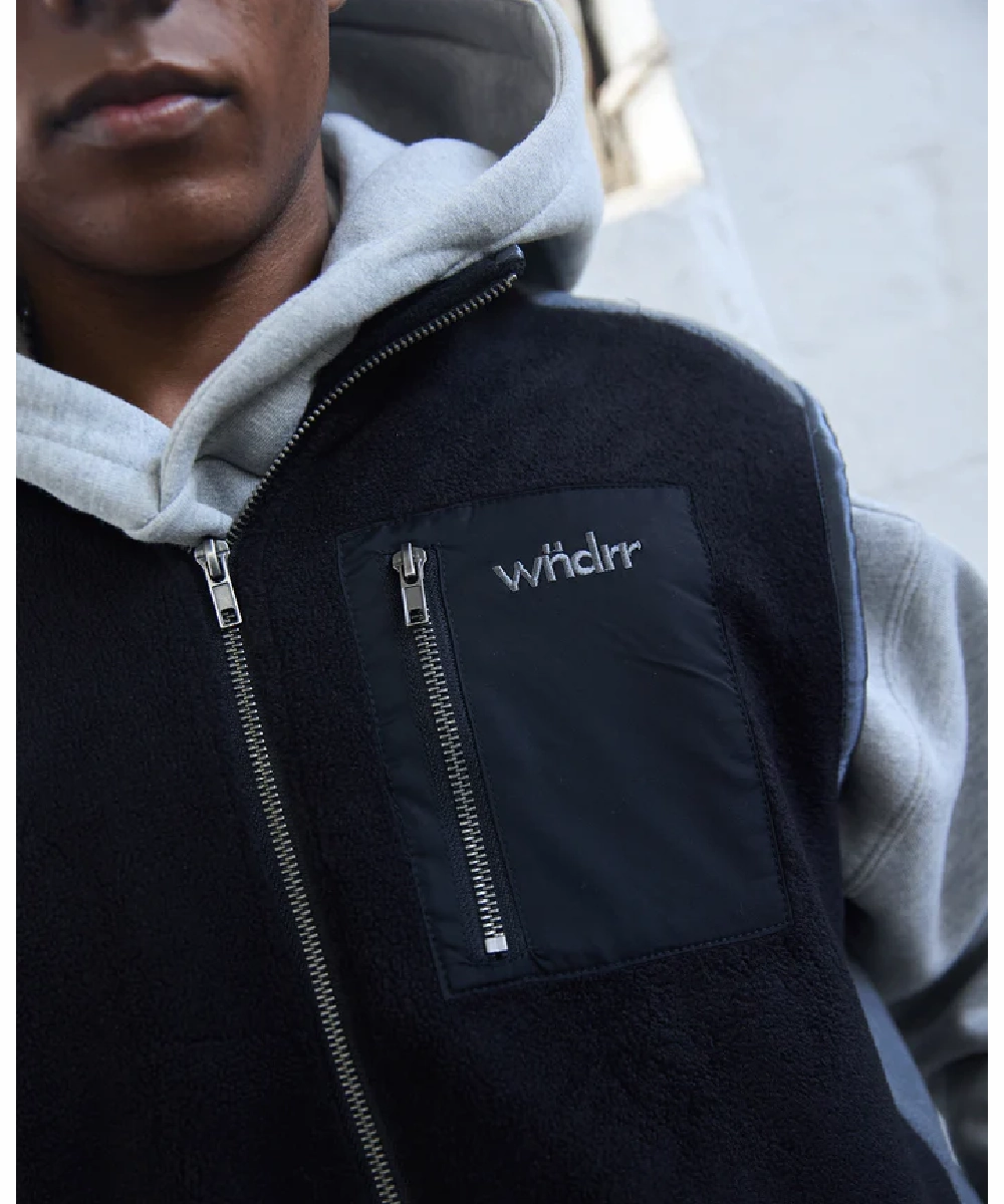 Sustainable production Soft Flow WNDRR Accent Polar Fleece Vest (Black/Grey)