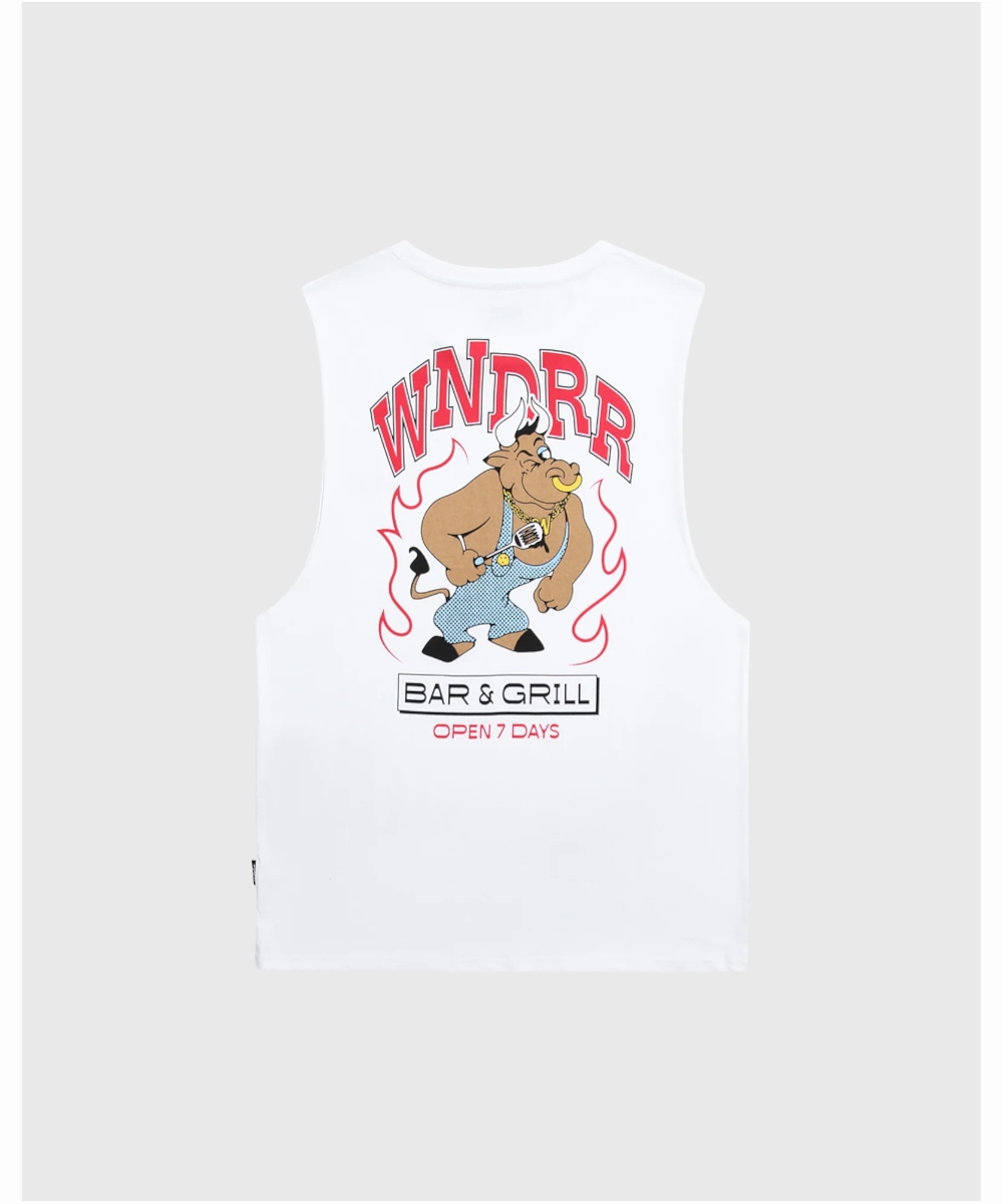 WNDRR Bar And Grill Muscle Top (White) Commute Ease Busy Glow