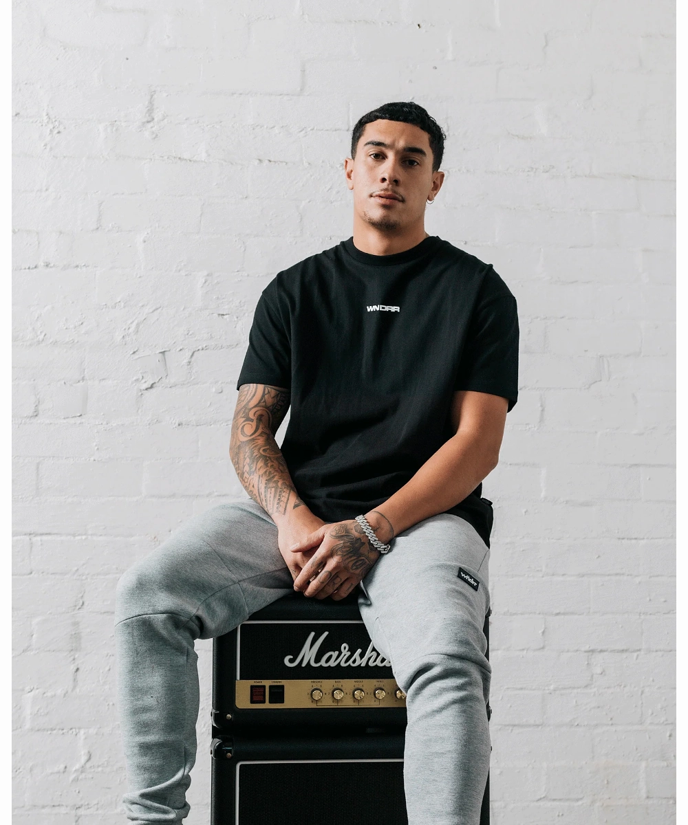 WNDRR Booster Box Fit Tee (Black) Organic Cotton