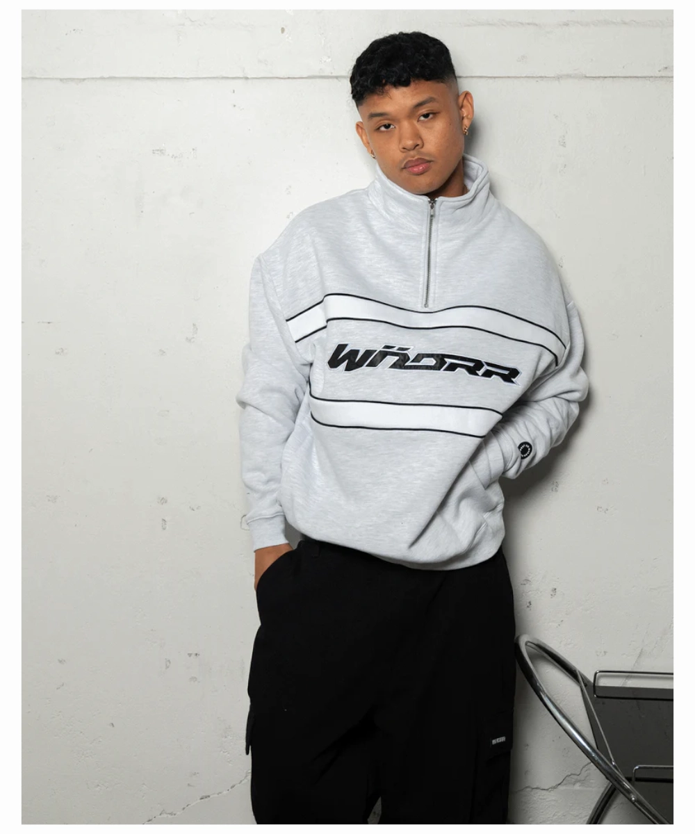 WNDRR Companion 1/4 zip sweat (White/Marle) CompressiveFitFabric
