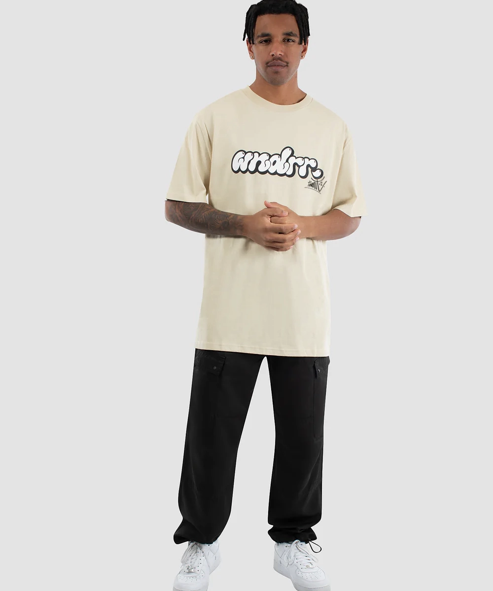 BiasCut Trims WrinkleResistant Fabric WNDRR Dunit Box Fit Tee (Tan)